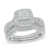 1/4 CT. T.W. Princess-Cut Diamond Composite Frame Vintage-Style Bridal Set in Sterling Silver - Size 7
