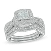 Thumbnail Image 1 of 1/4 CT. T.W. Princess-Cut Diamond Composite Frame Vintage-Style Bridal Set in Sterling Silver - Size 7