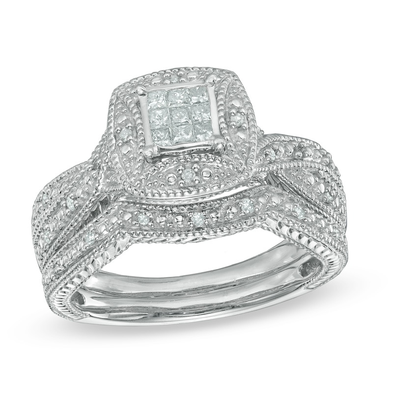 8 CT. T.W. Composite Princess-Cut Diamond Frame Multi-Row