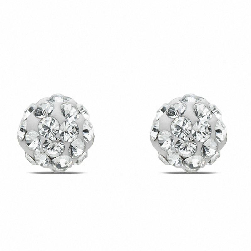Main Image 1 of Child's 5.5mm Ball Stud Earrings with Crystals in Sterling Silver