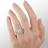 7mm Cubic Zirconia Frame Engagement Ring in Sterling Silver - Size 7