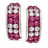 Child's Pink and White Crystal Double Row Hoop Earrings in Sterling Silver