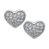 Thumbnail Image 1 of Cubic Zirconia Puffed Heart Stud Earrings in Sterling Silver