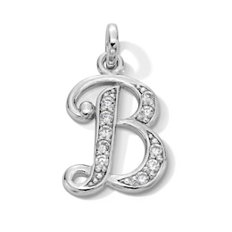 Cubic Zirconia Calligraphy Initial "B" Charm in Sterling Silver