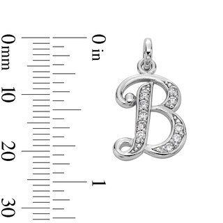 Cubic Zirconia Calligraphy Initial "B" Charm in Sterling Silver