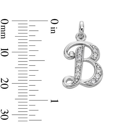 Cubic Zirconia Calligraphy Initial "B" Charm in Sterling Silver