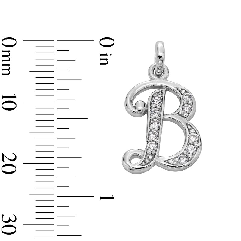 Main Image 2 of Cubic Zirconia Calligraphy Initial "B" Charm in Sterling Silver