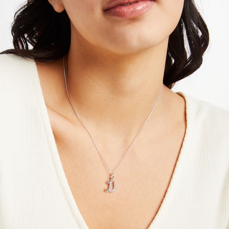 Main Image 2 of Cubic Zirconia Calligraphy Initial "D" Charm in Sterling Silver