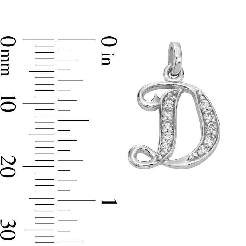 Main Image 3 of Cubic Zirconia Calligraphy Initial "D" Charm in Sterling Silver