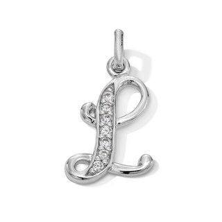 Cubic Zirconia Calligraphy Initial "L" Charm in Sterling Silver