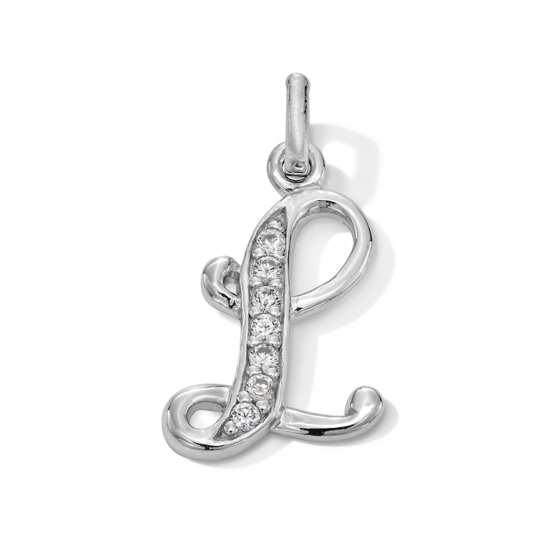 Main Image 1 of Cubic Zirconia Calligraphy Initial "L" Charm in Sterling Silver