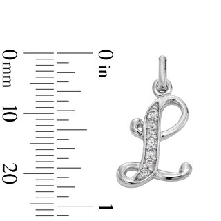Cubic Zirconia Calligraphy Initial "L" Charm in Sterling Silver