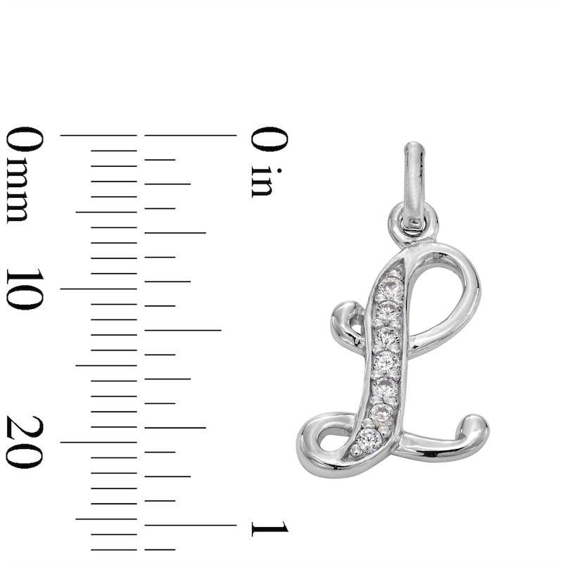 Main Image 2 of Cubic Zirconia Calligraphy Initial "L" Charm in Sterling Silver