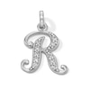 Thumbnail Image 0 of Cubic Zirconia Calligraphy Initial "R" Bracelet Charm in Sterling Silver