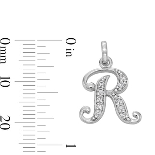 Cubic Zirconia Calligraphy Initial "R" Charm in Sterling Silver