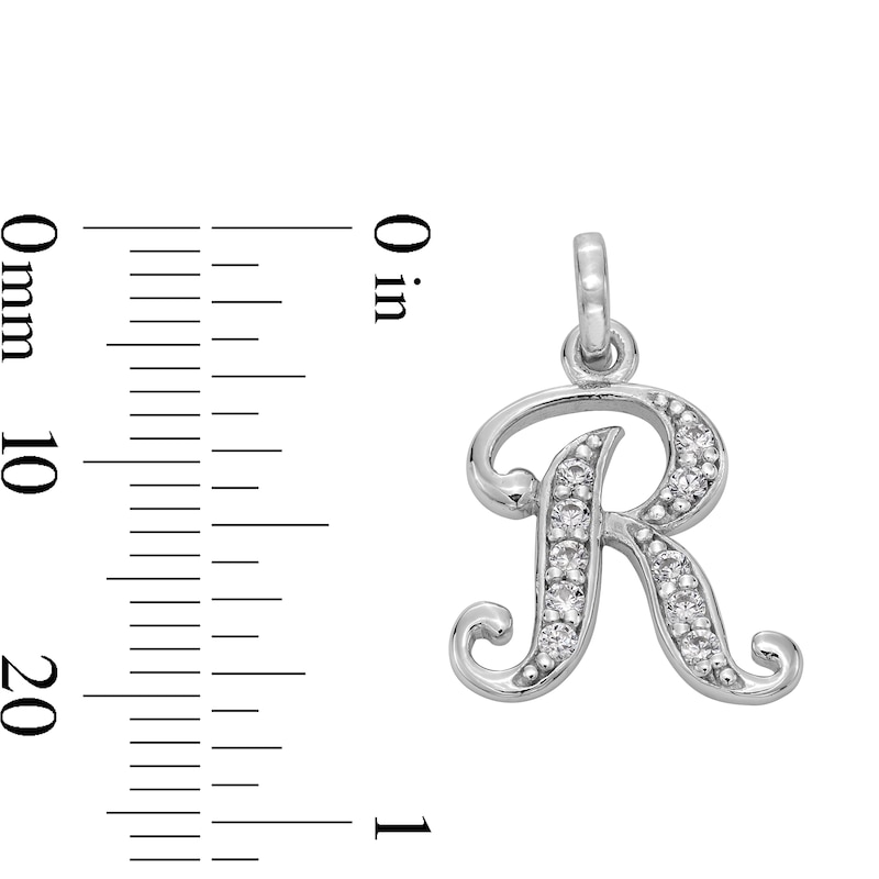 Main Image 4 of Cubic Zirconia Calligraphy Initial "R" Charm in Sterling Silver
