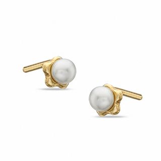 Child's 2.5mm Freshwater Cultured Pearl Flower Stud Earrings in 10K Gold