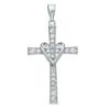 Thumbnail Image 1 of Sterling Silver CZ Heart Wrapped Cross Necklace Charm