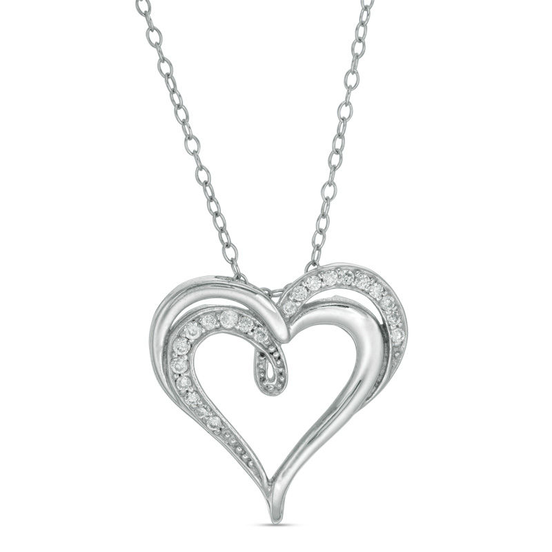 Main Image 1 of Cubic Zirconia Curly Heart Pendant in Sterling Silver