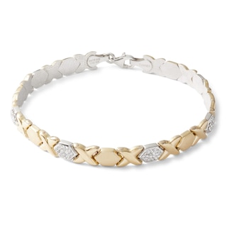 Crystal Stampato Bracelet in 10K Gold Bonded Sterling Silver - 7.25"