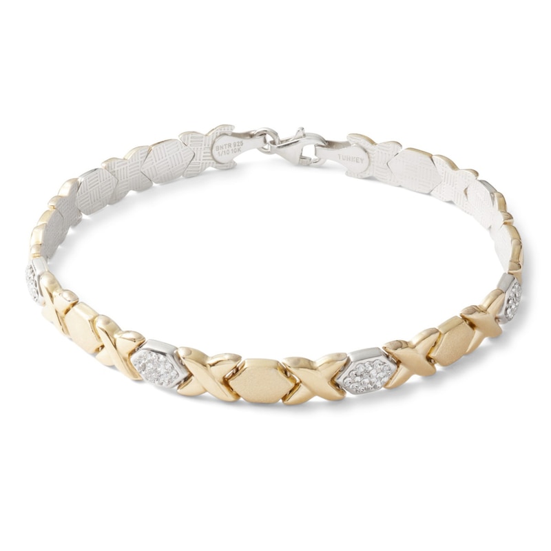 Crystal Stampato Bracelet in 10K Gold Bonded Sterling Silver - 7.25"