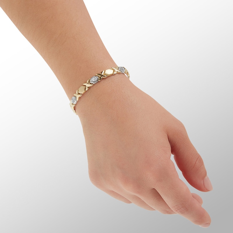 Crystal Stampato Bracelet in 10K Gold Bonded Sterling Silver - 7.25"