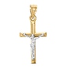 Small Textured Crucifix Two-Tone Necklace Charm in 10K Stamp Hollow Gold