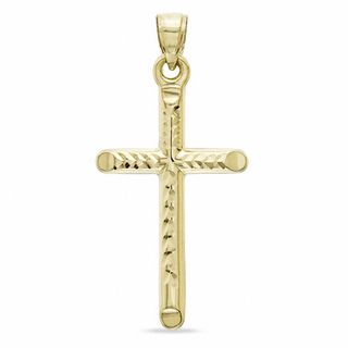 Diamond-Cut Cross Charm in 10K Stamp Hollow Gold