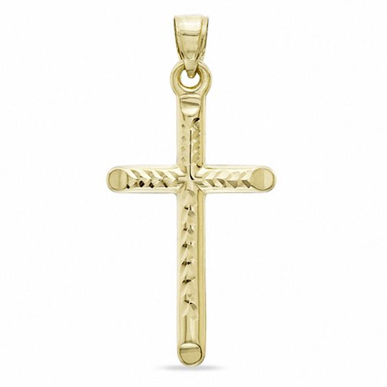 Diamond-Cut Cross Charm in 10K Stamp Hollow Gold