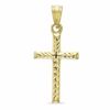 Small Diamond-Cut Cross Charm in 10K Stamp Hollow Gold