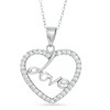 Cubic Zirconia Heart with "Love" Pendant in Sterling Silver