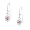 Child's Pink and White Crystal Flower Drop Earrings in Sterling Silver