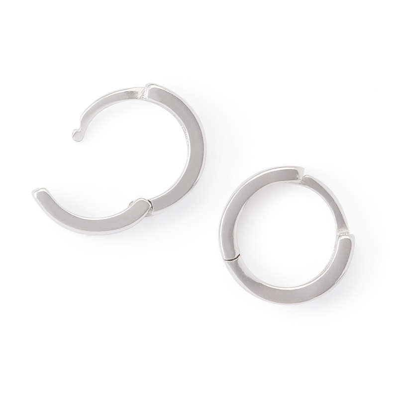 Main Image 2 of Black Cubic Zirconia Huggie Hoop Earrings in Sterling Silver with Black Rhodium