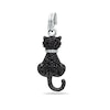 Thumbnail Image 1 of Black Cubic Zirconia and Beaded Cat Dangle Charm in Sterling Silver