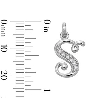 Cubic Zirconia Calligraphy Initial "S" Charm in Sterling Silver