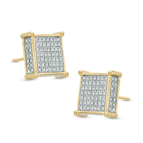 1/4 CT. T.W. Composite Diamond Square Stud Earrings in Sterling Silver with 14K Gold Plate