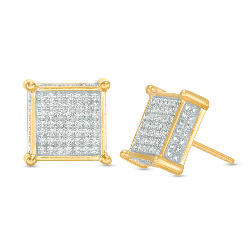 1/4 CT. T.W. Composite Diamond Square Stud Earrings in