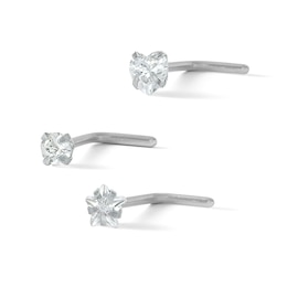 Solid Stainless Steel CZ Nose Stud Set - 20G