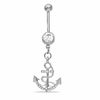 Thumbnail Image 1 of 014 Gauge Anchor Dangle Belly Button Ring with Crystal in Stainless Steel