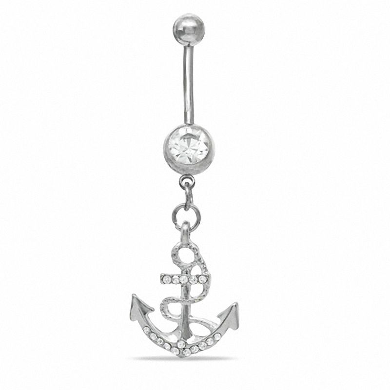 Covet Jewelry Classic Anchor Dangle Belly Button Ring 