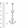 Thumbnail Image 2 of 014 Gauge Anchor Dangle Belly Button Ring with Crystal in Stainless Steel