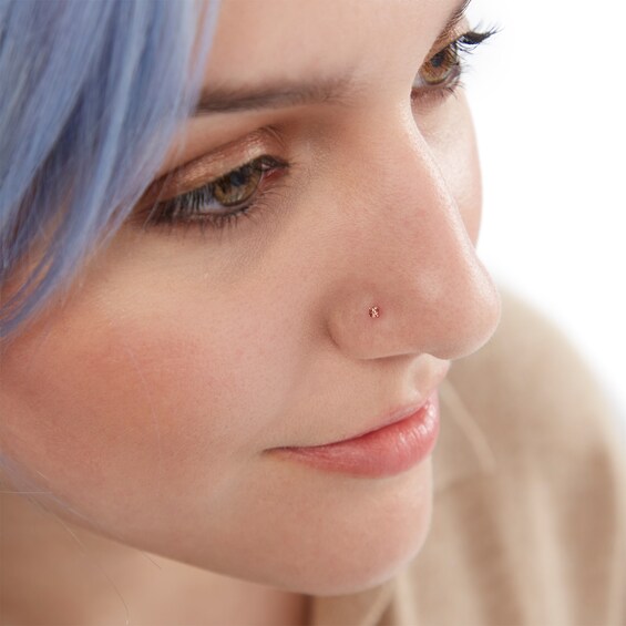 14K Semi-Solid Gold CZ Screw Nose Stud Set