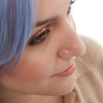 14K Semi-Solid Gold CZ Screw Nose Stud Set