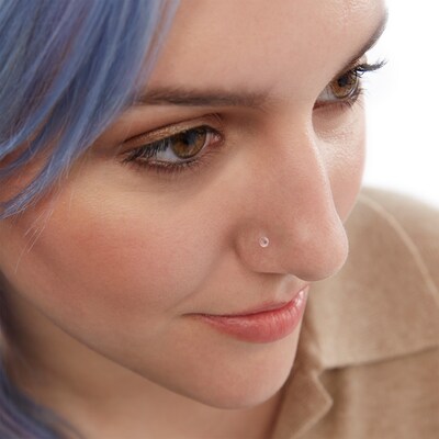 14K Semi-Solid Gold CZ Screw Nose Stud Set