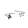 Thumbnail Image 1 of 14K White Gold CZ White and Purple L-Shaped Nose Stud Set - 22G