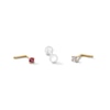 Thumbnail Image 0 of 14K Semi-Solid Gold CZ Pink and White L-Shaped Nose Stud Set - 22G