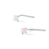 Thumbnail Image 1 of 14K Semi-Solid White Gold CZ L-Shaped Nose Stud Set - 22G