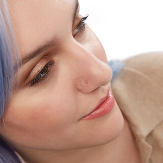 14K Semi-Solid Gold CZ Pink and White Nose Stud Set - 22G