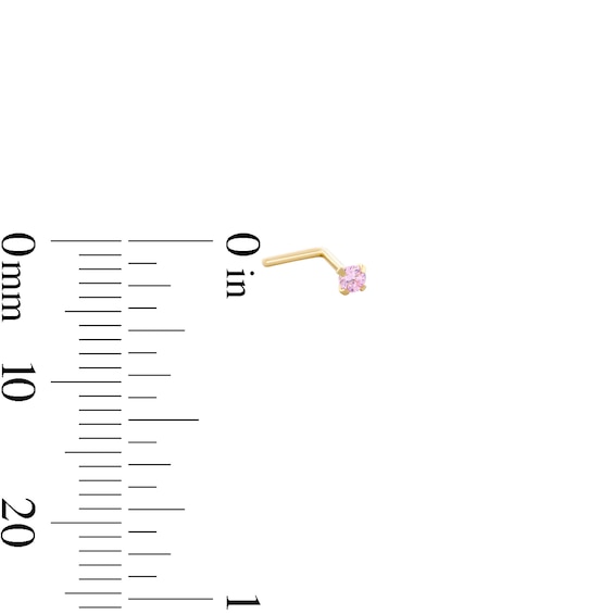 14K Semi-Solid Gold CZ Pink and White Nose Stud Set - 22G
