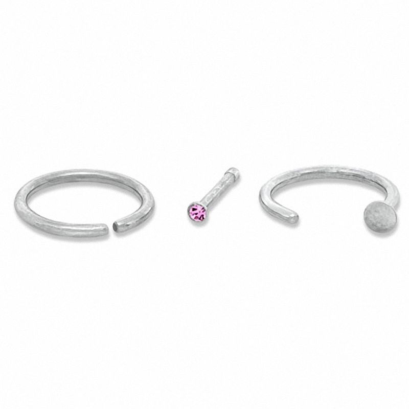Stainless Steel CZ Nose Stud Set - 20G